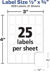 525PCS Blank Rectangular Stickers White Self-Adhesive Write-On Label