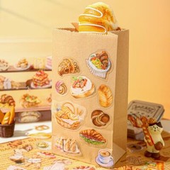 100Pcs Bread Coffee Transparent Stickers Food Sticker Journal Planner Supplies