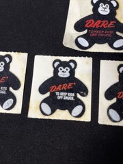 Vintage Stickers D.A.R.E. Fuzzy Bear Lion Lot Of 5 Dare Textured Black 80’s