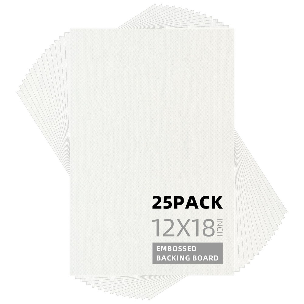 25 Pack Embossed Backing Boards Only, 12×18 Uncut White Mat Board, Acid Free …