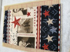 slow stitch junk journal kit Vintage Lace Fabrics Buttons Red White Blue Crafts