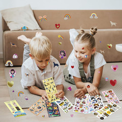 500+ Piece Kids Stickers Mix – Common, Holographic, Glitter Foil, 3D Puffy