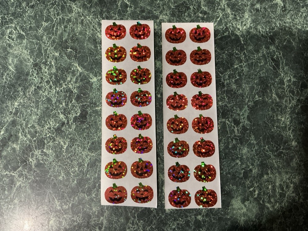 New 2 Sheet HAMBLY STUDIOS Vintage Rare Glitter Pumpkins Stickers