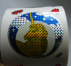 10 Vtg 80s UNICORN Foiled Prism Sticker Celestial Moon Star Heart Holographic 3″