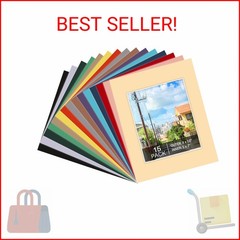 Prudiut 15 Pack 8×10 Picture Mats, Mixed Colors Frame Mattes for 5×7 Pictures Ph