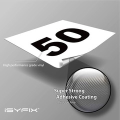 iSYFIX White Consecutive Number Stickers – 1 to 50, 3-inch, 1 set – Vinyl Sel…