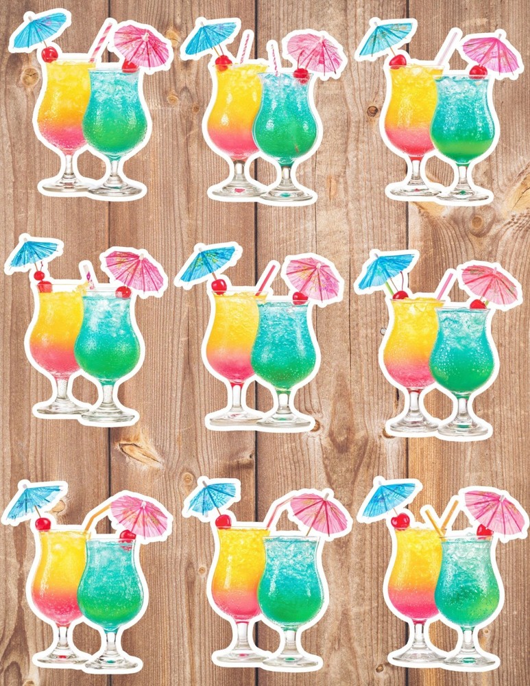 Cocktails Die Cut Vinyl Stickers Scrapbooking Laptop Waterbottle