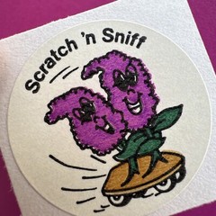 3M Murple Character Single Lilac Flower vintage 80s scratch & sniff sticker