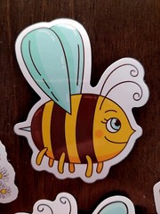STICKERS x 5 Honey Bee Happy Apiculture Beehive Cartoon Large Sticker BEE9A