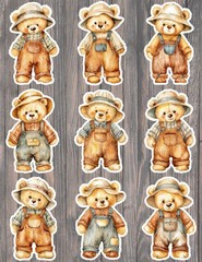 Teddy Bear in Overalls Die Cut Vinyl Stickers Scrapbooking Laptop Waterbottle