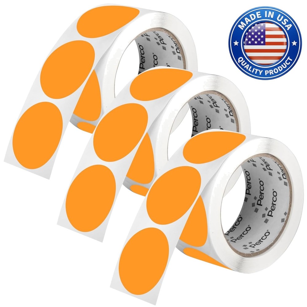 Fluorescent Orange Circle Dot Stickers 1500 Labels