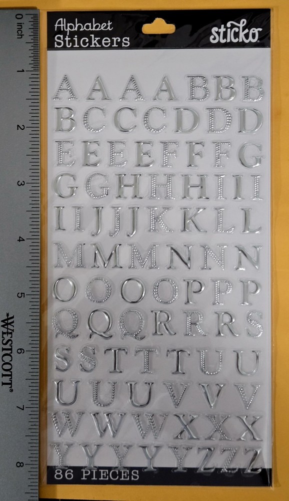 Alphabet Stickers/Silver/ 86 pieces