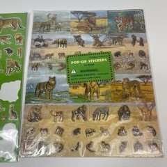 Pop Up Stickers Jungle Animals Safari Puffy Vintage Lion Tiger Gorilla See Note