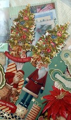 100 CHRISTMAS CRAFT LOT BUTTONS FIBERS PUNCHIES EPHEMERA GEMS FOILS 10 EA OF 10