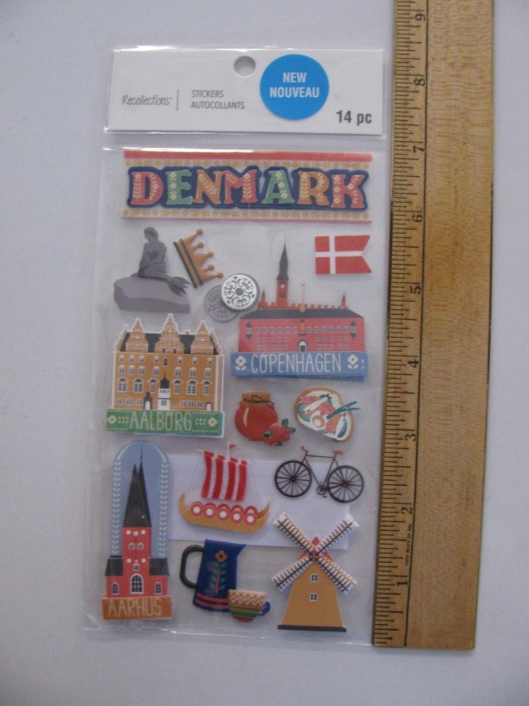 Recollections Dimensional Stickers DENMARK 14 Pieces NIP