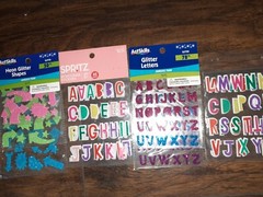 ARTSKILLS GLITTER VARITY PACK SHAPES AND LETTERS STICKERS SET-4 PACK W/BONUSES