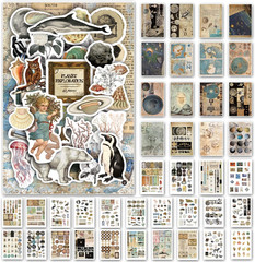 Vintage Aesthetic Washi Stickers and Papers for Scrapbooking,40 Sheets Ephemera