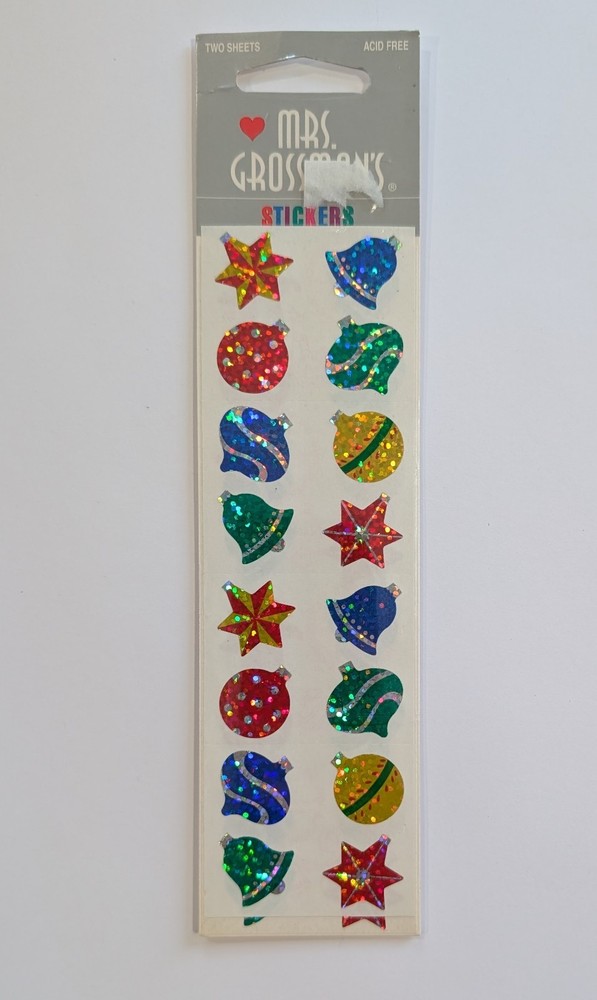 Vintage Mrs. Grossman’s Prismatic Sparkle Christmas Ornaments Stickers Sealed