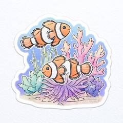 Clown Fish and Coral Reef Sticker – Waterproof Vinyl Sea Life & Ocean Decal