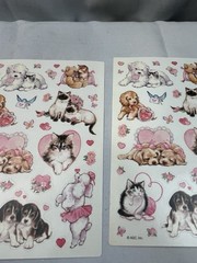 American Greetings Stickers Kittens Puppies Dog Valentine Cats Vtg 2 Sheets Cute