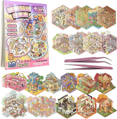 3D Sticker Book Scene, 20 Sets DIY Miniature World Craft Kit