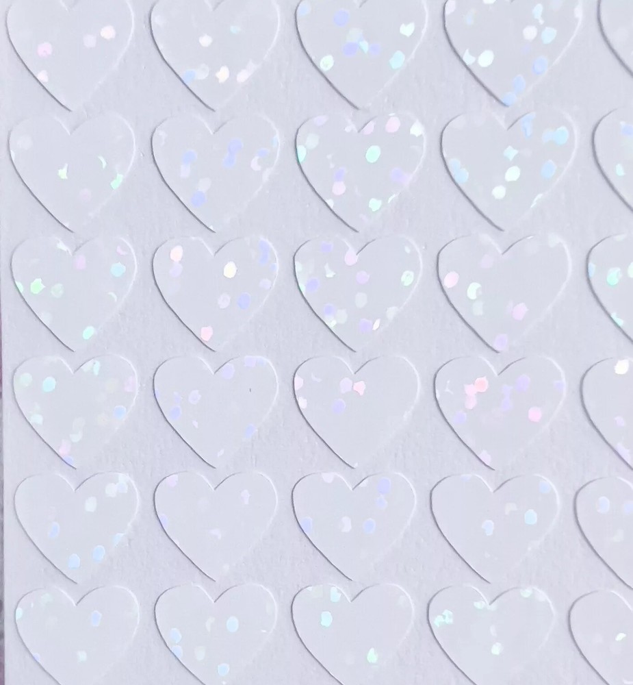 White Holographic Sparkle Cute Heart Decal Stickers! – Choose a Size