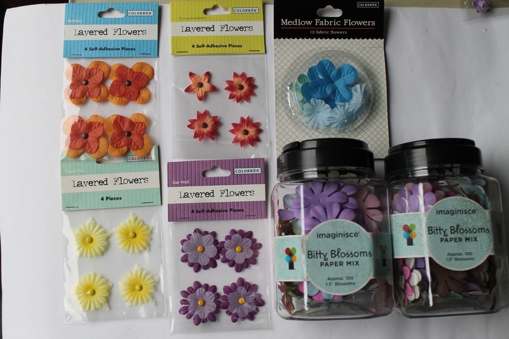 Imaginisce Mixed Lot of Embellishments-Paper Flowers & Colorbok Paper Flowers
