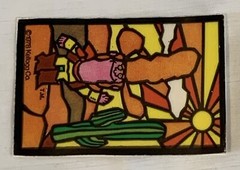 1978 Kellogg Co. Cereal Box Prize Sticker Cowboy with Big Hat and Cactus Unstuck