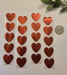 20 SPARKLE HEART STICKERS/GLITTER HEART STICKERS/RED HEART STICKERS/VALENTINES
