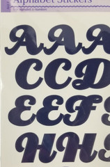 Alphabet & Number Stickers Upper & Lower Case Bold Cursive Set of 2 Blue