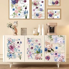 Flower Rub on Transfers for Crafts and 21 x 30 cm/8.26 x 11.81 inches,