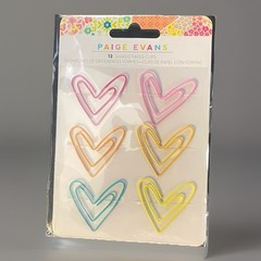 Paige Evans HEART Shaped PAPER CLIPS Pastel Colors 12 Pieces Approx 1-1/2”-2”