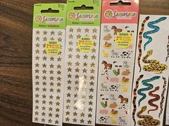 VTG Sandylion & Hambly Prismatic & Kromekote Stickers Barnyard Zoo Animals Stars