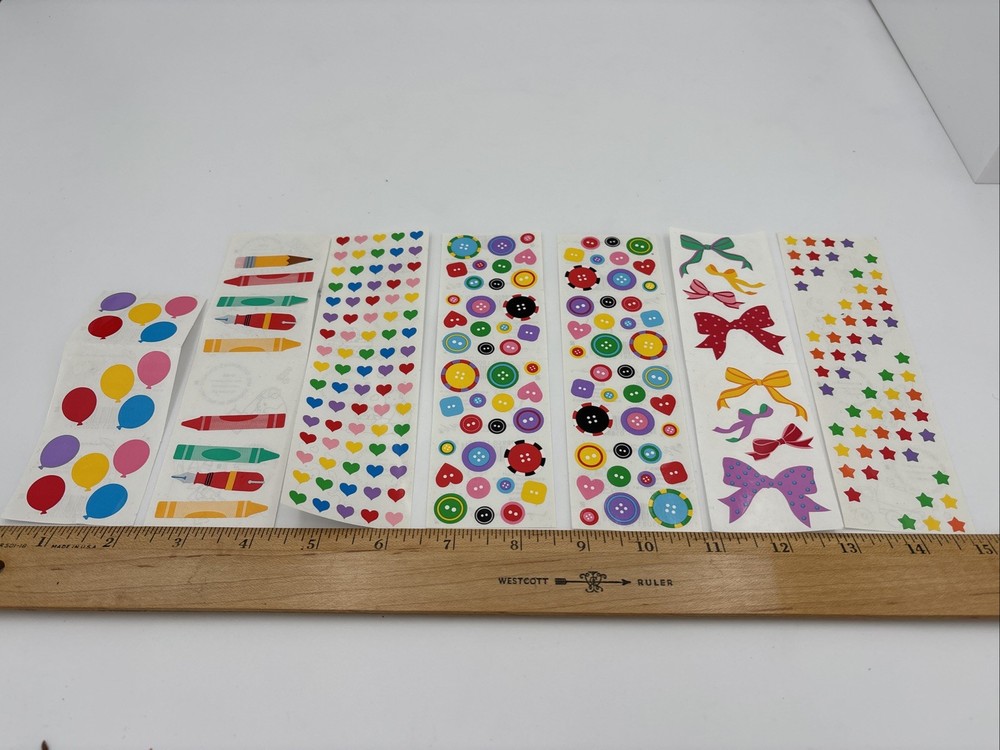 Vintage Lot partial Mrs. Grossman’s Stickers buttons,Heart, Bow, Balloon, Star