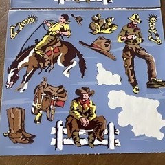 Frances Meyer Stickers – Happy Trails – 2 Partial Sheets Cowboys Horses Rare