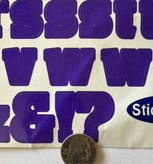 PURPLE 1-1/4 ALPHABET Stickers(2 sheets)Stickabilities•Letters •Numbers•Words•
