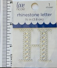 Letter H Rhinestone Sticker 1.5″ Clear Silver Glitter Scrapbook Monogram Bling
