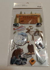Recollections Stickers 3D Alaska Denali National Park Bear Eagle Plane Snowglobe
