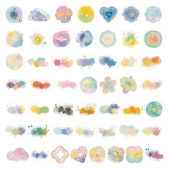 50 Pcs Watercolor Cloud PET Transparent Stickers Dreamy Artistic Waterproof Deca