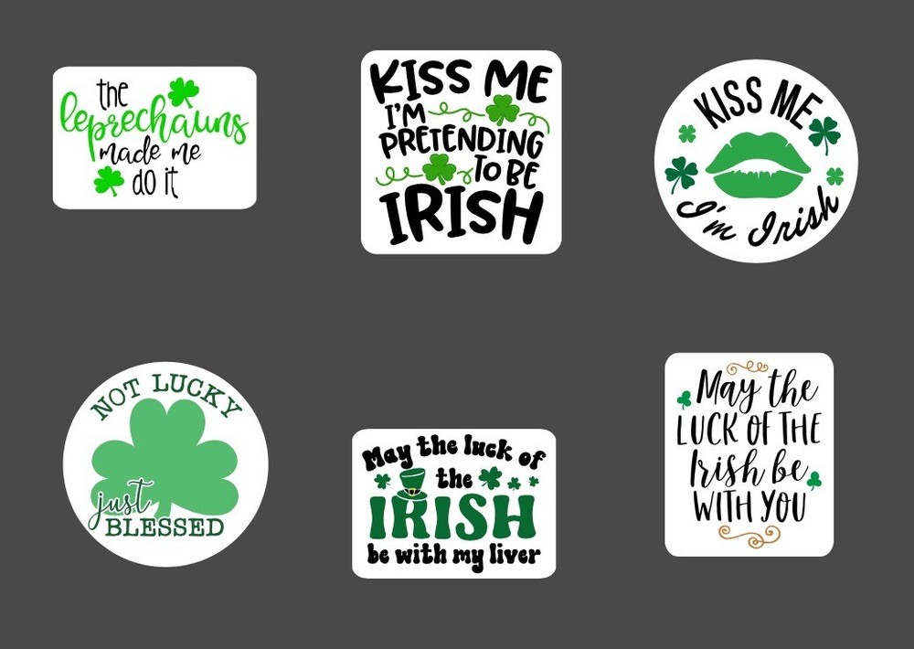 6 – 2.5” St. Patrick’s Day Sticker Pack – Happy Stickers Irish Holiday Shamrock
