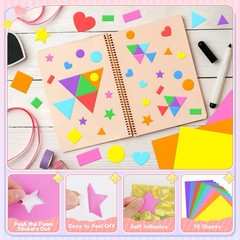 1620Pcs Foam Stickers Foam Shape Stickers Colorful Adhesive,8 Colors Heart St…
