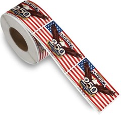 500 PCS 2.75″x1.57″ Patriotic 250th Independence Anniversary Stickers Roll Ameri