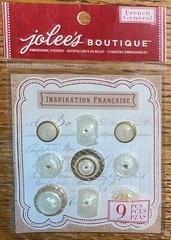 RARE Jolees french general Antique Layered Mother Of Pearl Buttons stickers