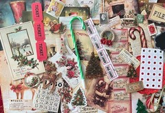 #24 -150pcs CHRISTMAS JUNK JOURNAL 3D KIT with Candy Cane Pen & REAL EPHEMERA