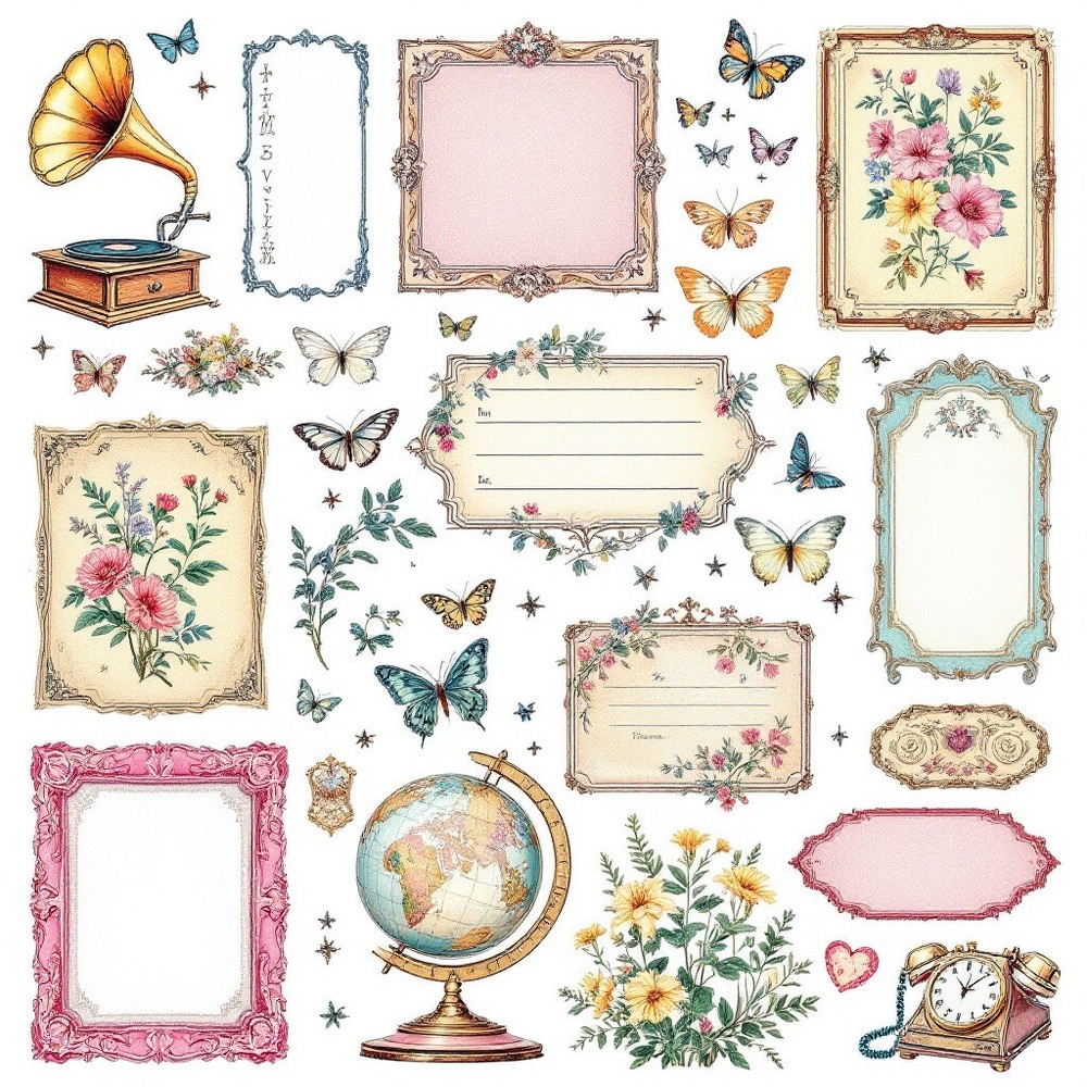 Cardstock Die Cut Embellishments Traveling (18) Cut Outs 3.5 Inch