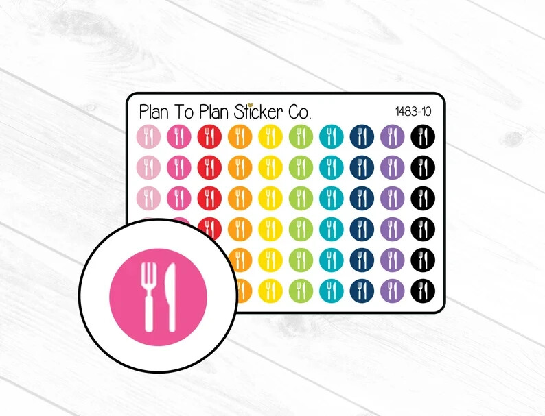 1483-10 Meal Utensils Icon Planner Stickers.
