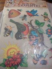 Vintage NEW Tulip Premium Rub-On Transfers Birds & Bees Multicolor