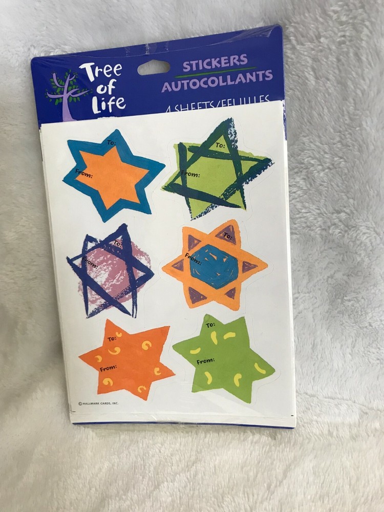 New Sealed Hallmark Tree Of Life Hanukkah Gift To & From Stickers Seals 4 Sheets