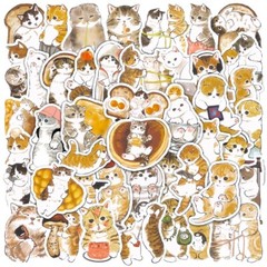 50pcs Cute Cats Stickers, Cat Lover, water bottle laptop no residue, 210