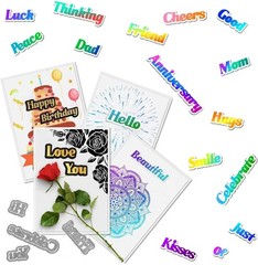 27-Piece Sentiment Words Metal Die Cuts for Creative Card Making & Scrapbooking